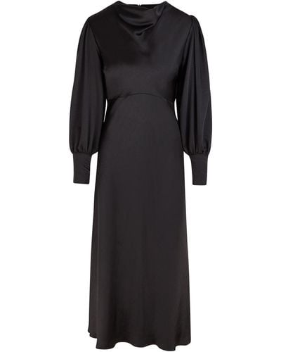 Loom London Midi Dress Sadie Satin Cowl Neck - Black