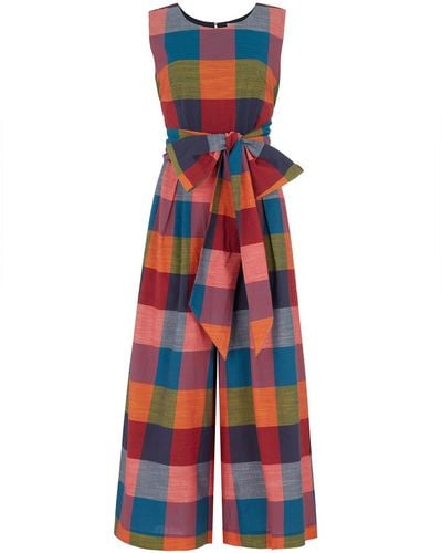 Emily and Fin Roberta Festival Plaid Jumpsuit - Red