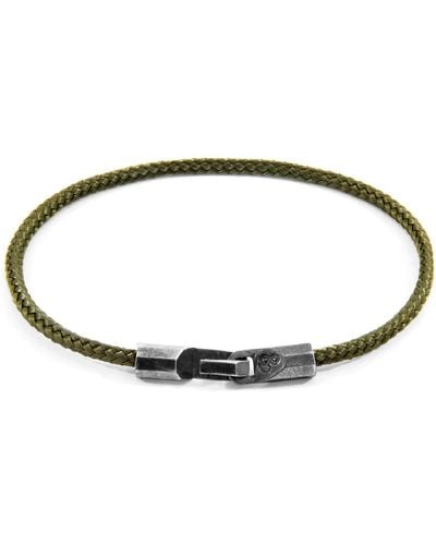 Anchor and Crew Khaki Green Talbot Silver & Rope Bracelet - Metallic