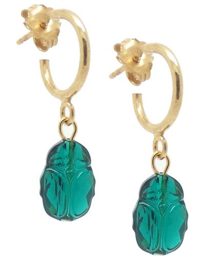 SALOME Emerald Scarab Earrings - Blue