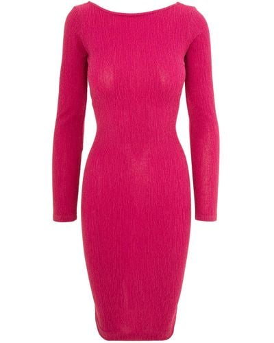 ROSERRY Ibiza Glitter Jersey Midi Dress In Fuchsia - Pink