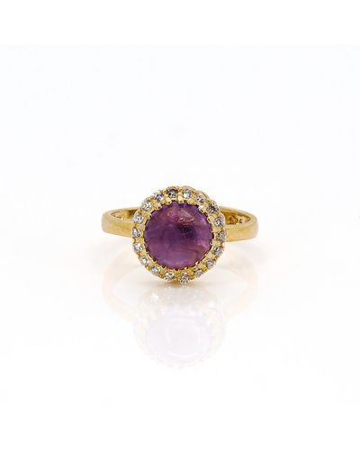 Ebru Jewelry Gold & Diamond Amethyst Gemstone Ring - Pink