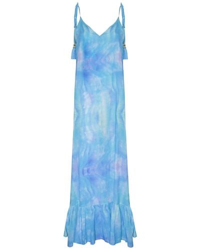 Sophia Alexia Turquoise Wave Maxi Sun Dress - Blue