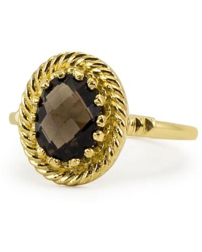 Vintouch Italy Luccichio Smoky Quartz Ring - Brown