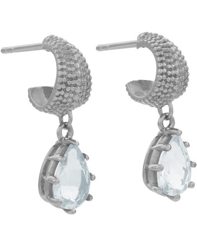 Zoe & Morgan Fleur Earring Silver Aquamarine - Metallic