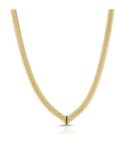 Glamrocks Jewelry Cz Chevron Herringbone Necklace- Black, - Metallic