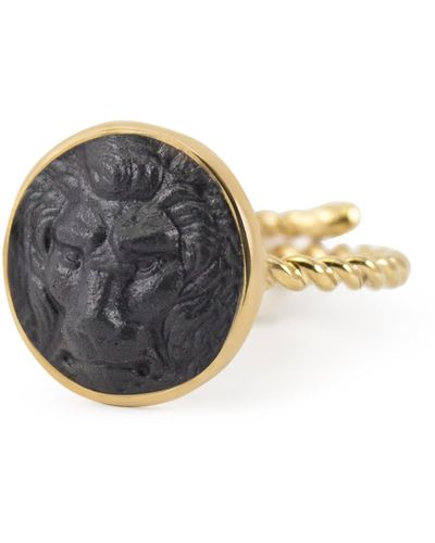 Vintouch Italy Lion Cameo Ring - Metallic