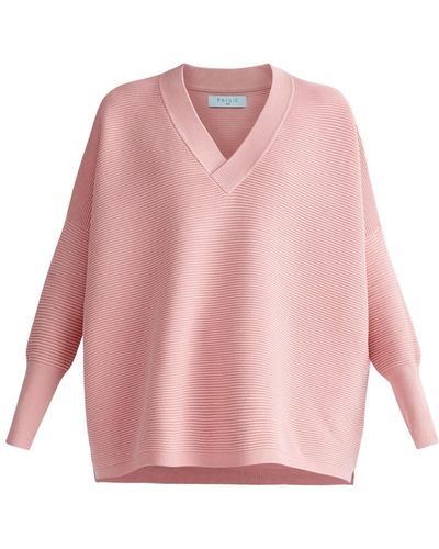 Paisie V-neck Ribbed Sweater In Pink