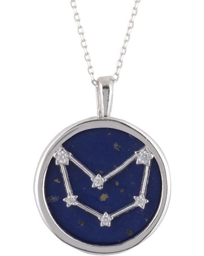 LÁTELITA London Zodiac Lapis Lazuli Gemstone Star Constellation Pendant Necklace Silver Capricorn - Multicolor
