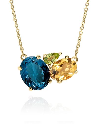 Augustine Jewels Teal Topaz Cluster Gold Necklace - Blue