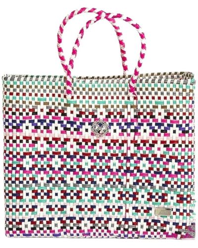 Lolas Bag Small Pink Patterned Tote Bag - Blue
