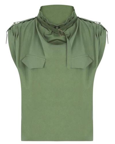 Atelier Aliz Stella High Collar Blouse - Green