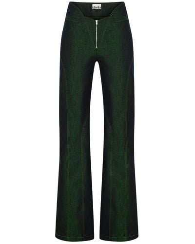 Khéla the Label Unhinged Navy Denim Trousers - Green