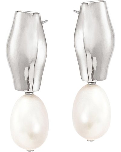 Biko Jewellery Amphora Pearl Studs - White