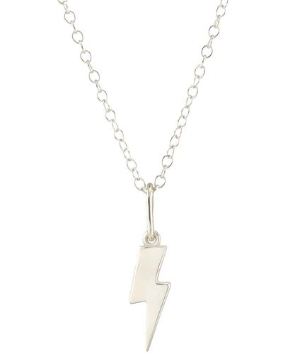 Kris Nations Lightning Bolt Charm Necklace Sterling - Metallic