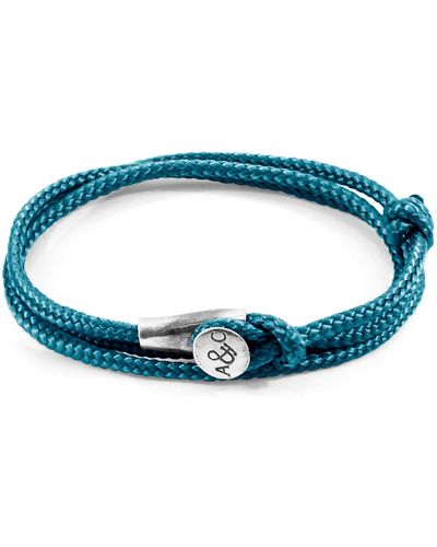 Anchor and Crew Ocean Dundee Silver & Rope Bracelet - Blue