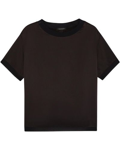 The Summer Edit Cloe Silk T-shirt - Black