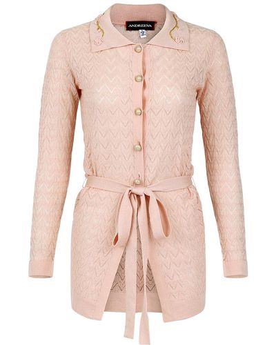 Andreeva Neutrals / Baby Pink Cashmere Shirt With Embroidery