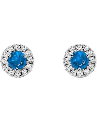 Augustine Jewels Birthstone Halo Earrings - Blue