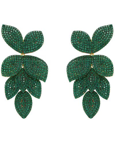 LÁTELITA London Petal Cascading Flower Earrings Gold Emerald Green