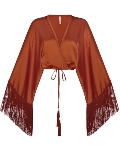Aguaclara Ocre Wrap Blouse - Red