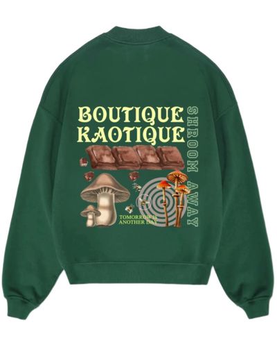 Boutique Kaotique Shroom Away Bottle Organic Cotton Sweatshirt - Green