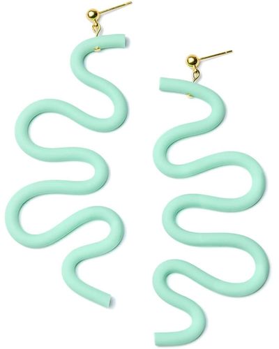By Chavelli Small Tube squiggles Dangly Earrings In Mint - Green