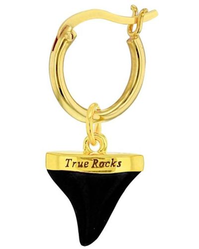 True Rocks Black Enamel & 18kt Gold Plated Single Sharks Tooth Charm Hung On A Gold Plated Hoop - Metallic