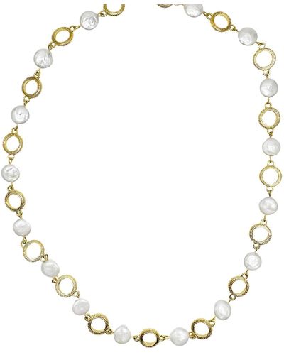Farra Baroque Pearls With Chain Chunky Necklace - Metallic