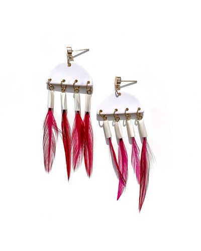 Babaloo Alona Dangle Earrings - Red