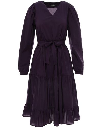 Framboise Adeline Midi Purple Cotton Dress - Blue