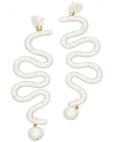 By Chavelli Neutrals / Granite Tube squiggle Earrings - White