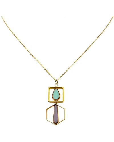 Aracheli Studio Geometric Art Paled Turquoise & Lavender Chain Necklace - Metallic