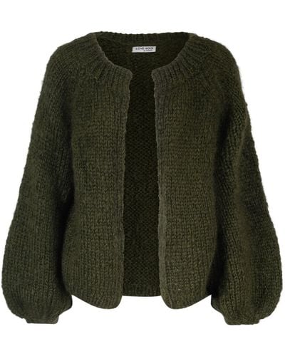 tirillm "soy" Hand Knitted Chunky Mohair Cardigan Dark - Green