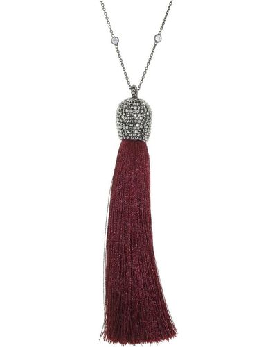 Cosanuova Ruby Silk Tassel Necklace - Red