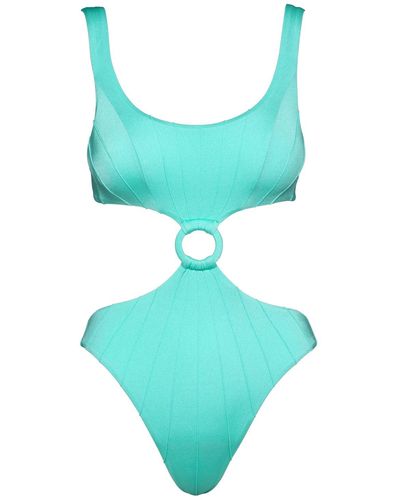 Noire Swimwear Turquoise Coquillage Cut-out One Piece - Blue