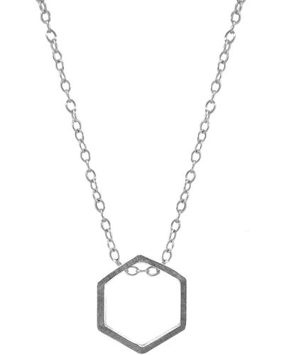 Anchor and Crew Lane Hexagonal Mini Geometric Necklace Pendant - Metallic