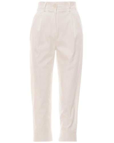 Nissa High Waisted Cotton Pants - White