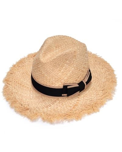 Justine Hats Neutrals Straw Fedora For & - Natural