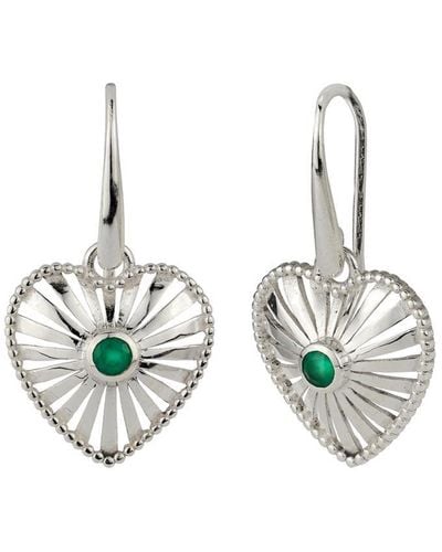 Charlotte's Web Jewellery Heart Rays Silver Drop Earrings - Metallic