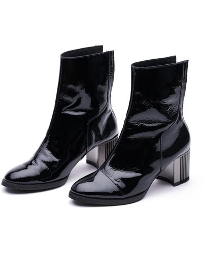 Mas Laus Patent Leather Heeled Ankle Boots - Black