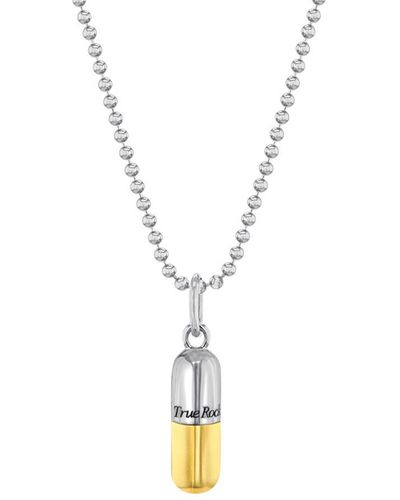 True Rocks Small Pill Pendant 2tone Sterling Silver & 18kt Gold-plated On Silver Chain - Metallic