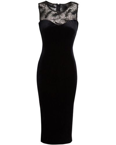 Sarvin Diva Velvet Bodycon Dress - Black