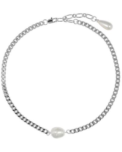 Bermuda Watch Company Annie Apple Cleo Sterling Silver Pearl Pendant Chain Necklace - Metallic