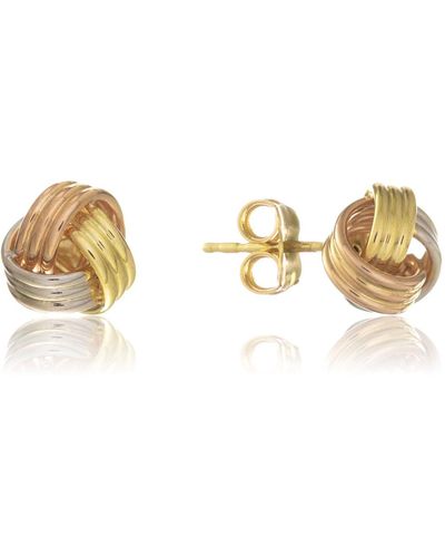 Auree Walton 9ct Three Color Gold Knot Earrings - Metallic