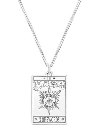 CarterGore Large Sterling Silver "3 Of Swords" Tarot Card Necklace - White