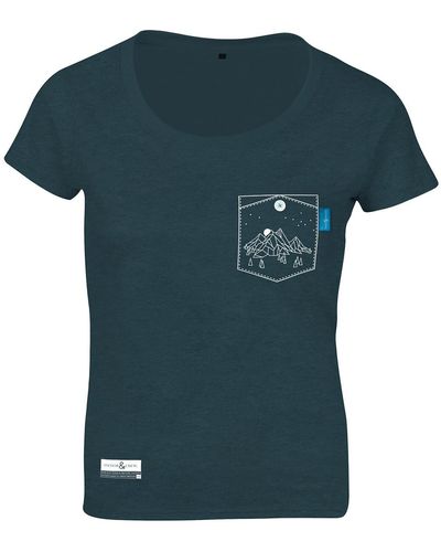 Anchor and Crew Steel Horizon Print Organic Cotton T-shirt - Blue