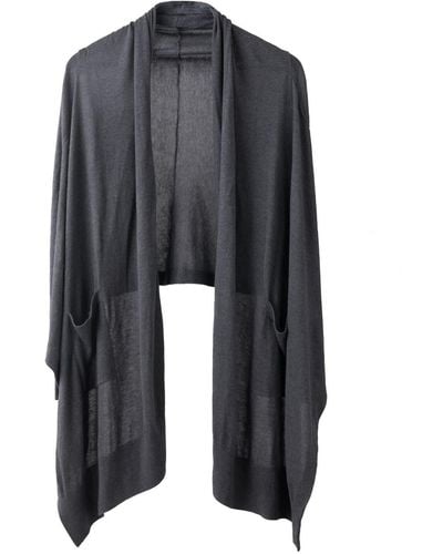 Voya Avoir Charcoal Cashmere Silk Wrap Cardigan - Grey