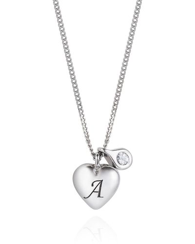 Lee Renee Heart Initial & Diamond Necklace - Metallic