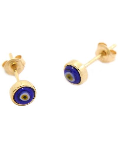 Gosia Orlowska Solid Evil Eye Turkish Glass Earrings - Metallic